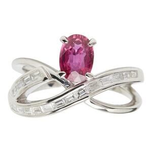 Unbranded Ruby & Diamond Platinum 900 Ring Silver